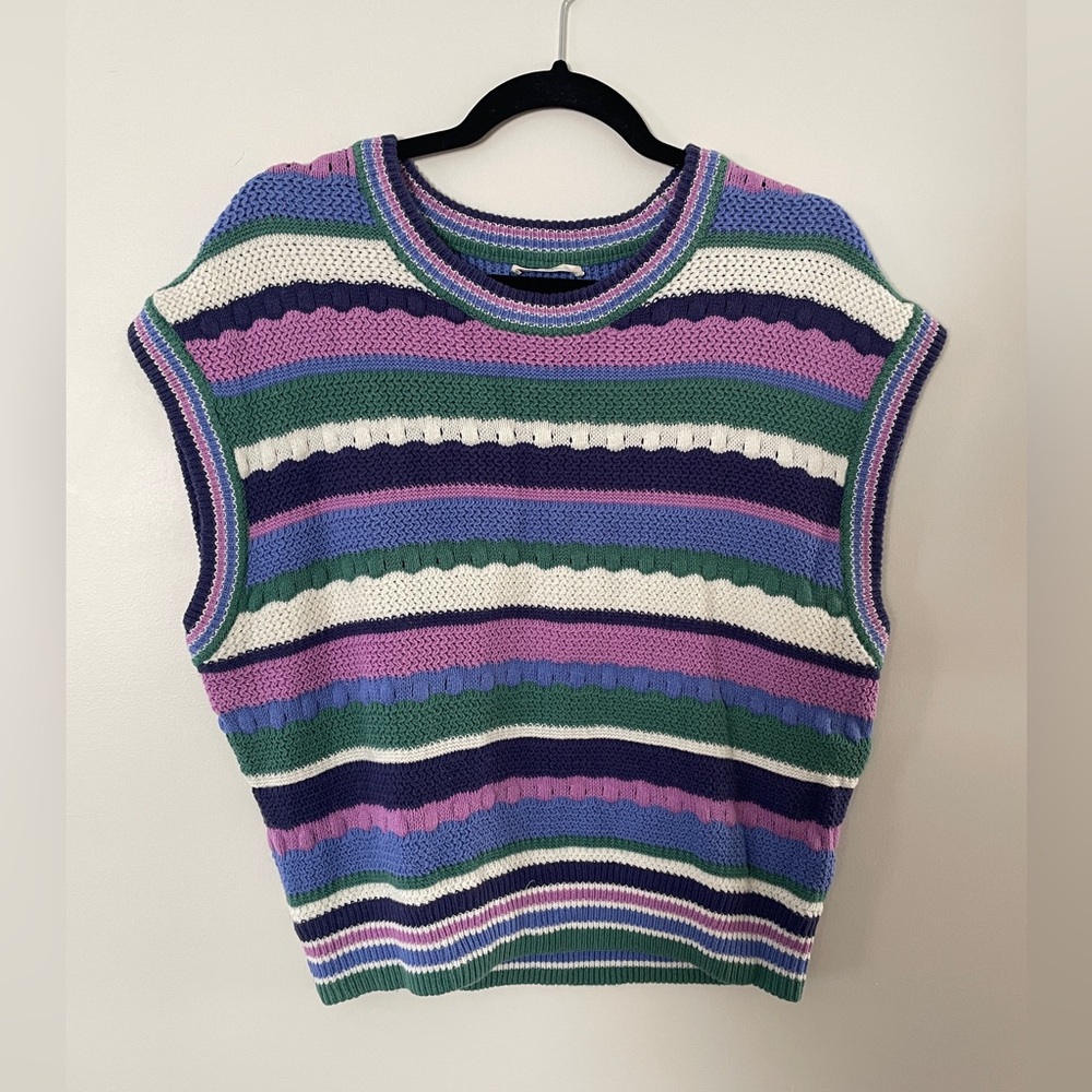NWOT Marine Layer Rory Crochet Sweater Vest - Cool Stripe